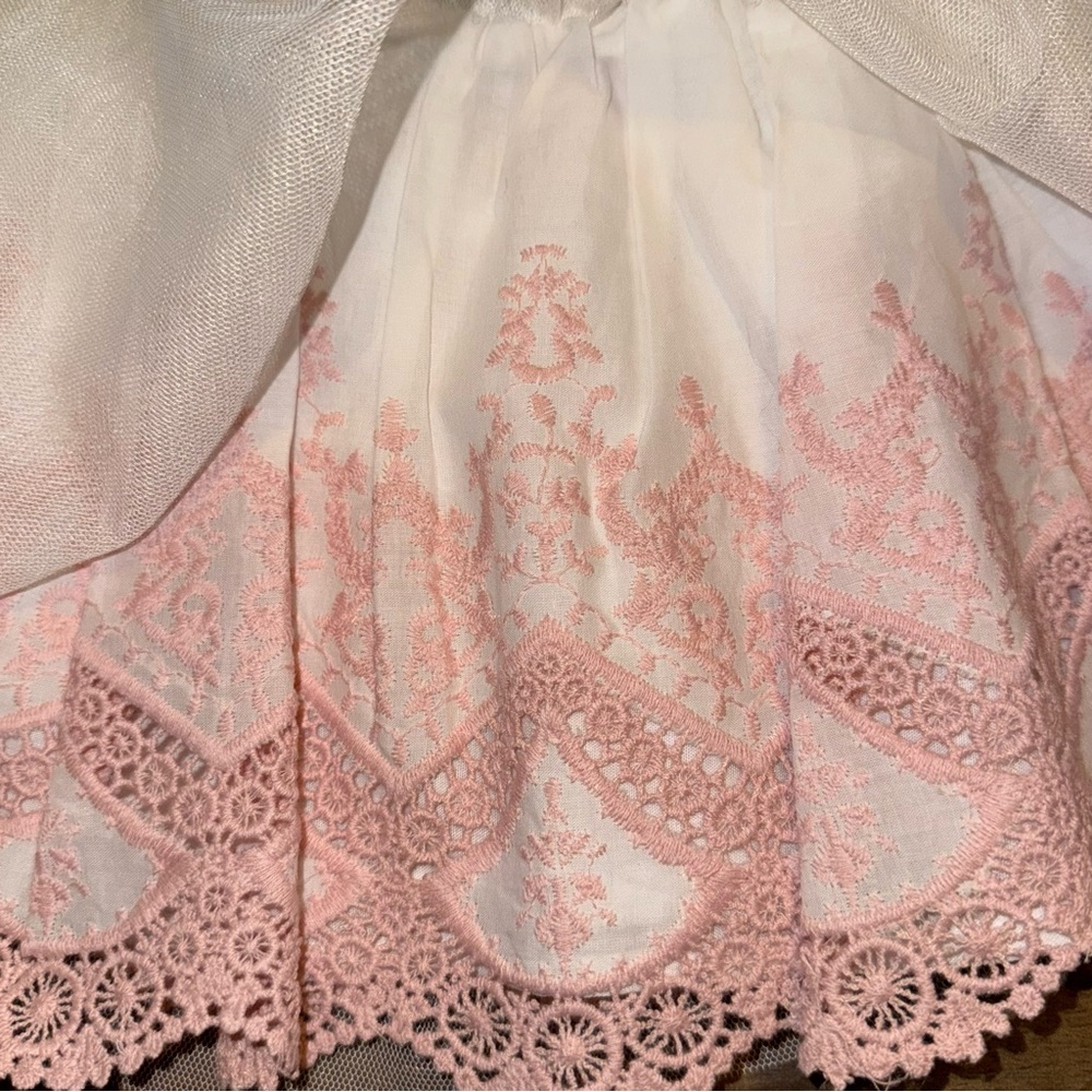 Target Sweet Pink and White Embroidery with Tulle layover Skirt Toddler Sz 18 mo
